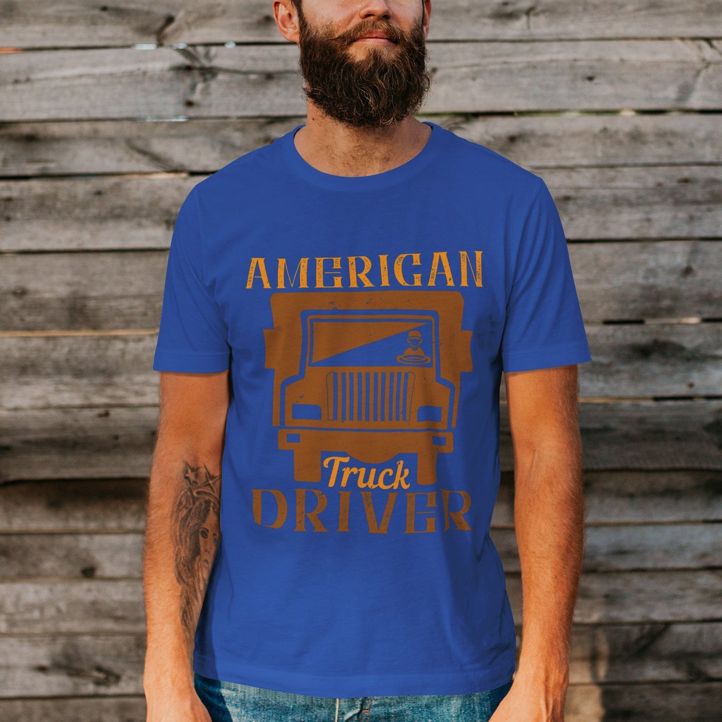 Unisex Short Sleeve Crew Neck Cotton Jersey T-Shirt TRUCK 01