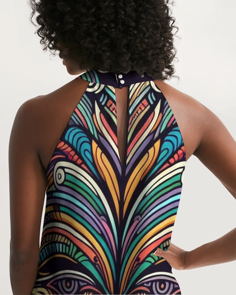 Maori Art Collections 1 Women's All-Over Print Halter Dress