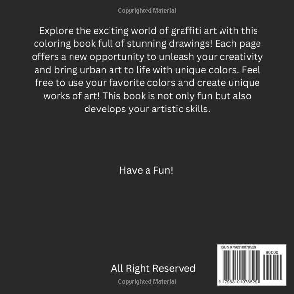 Graffiti Coloring Book Paperback English edition by Pepi (Author)