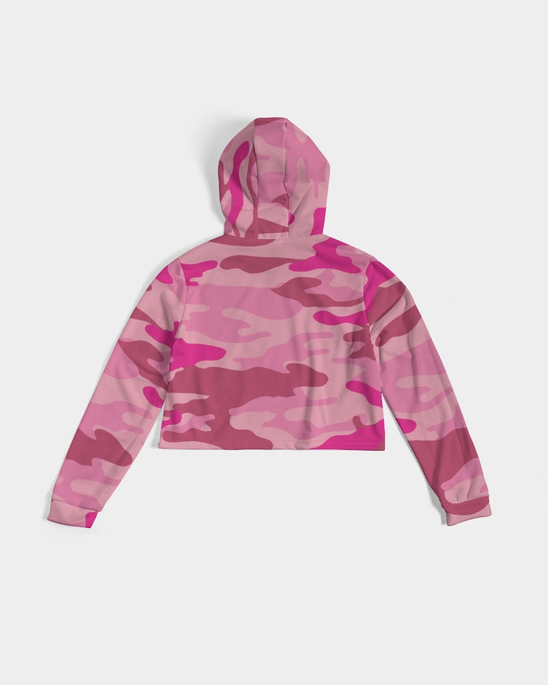 Pink 3 Color Camouflage Women's Cropped Hoodie DromedarShop.com Online Boutique