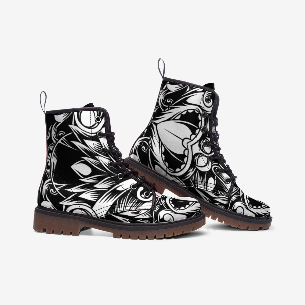 Maori Black & White Casual Leather Lightweight Unisex Boots DromedarShop.com Online Boutique