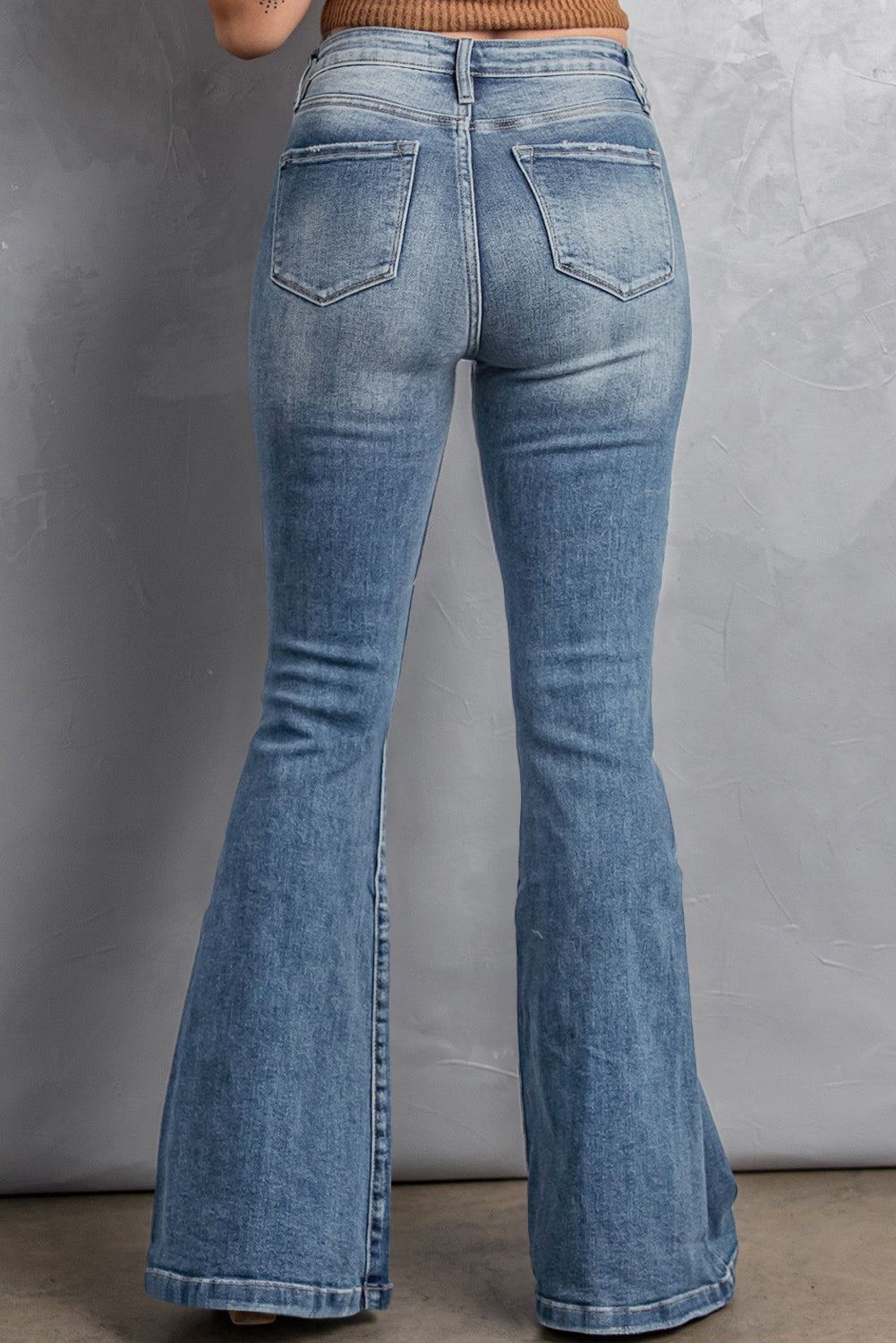 High Waist Flare Jeans with Pockets - DromedarShop.com Online Boutique
