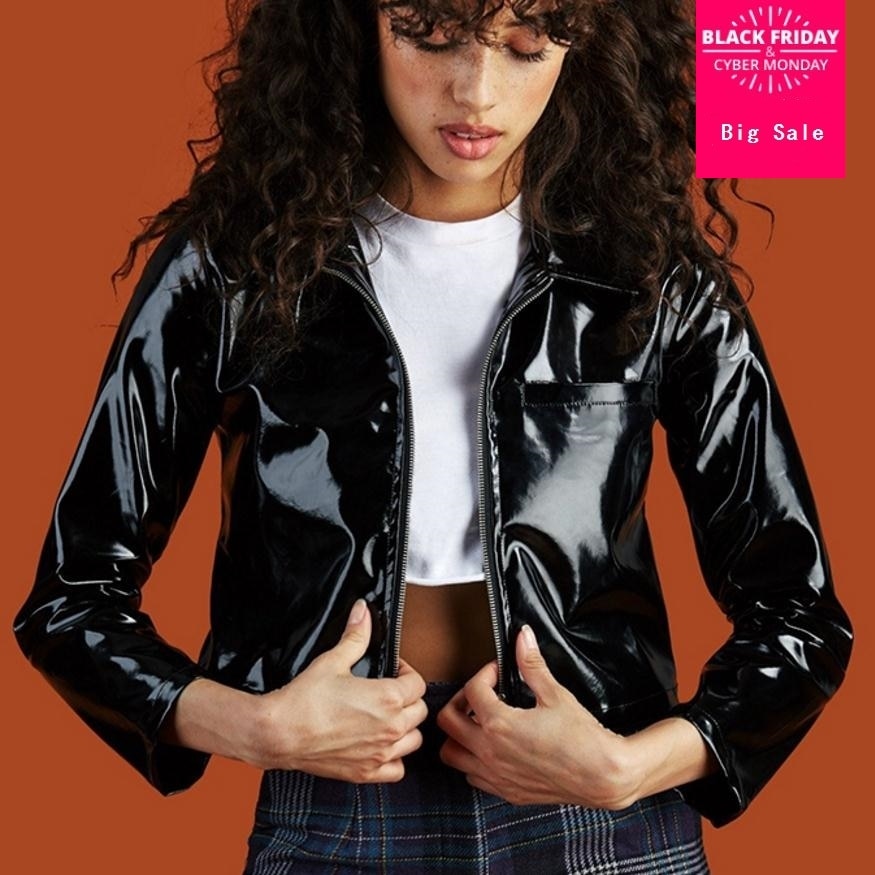 Fashion Patent PU Leather Jacket DromedarShop.com Online Boutique