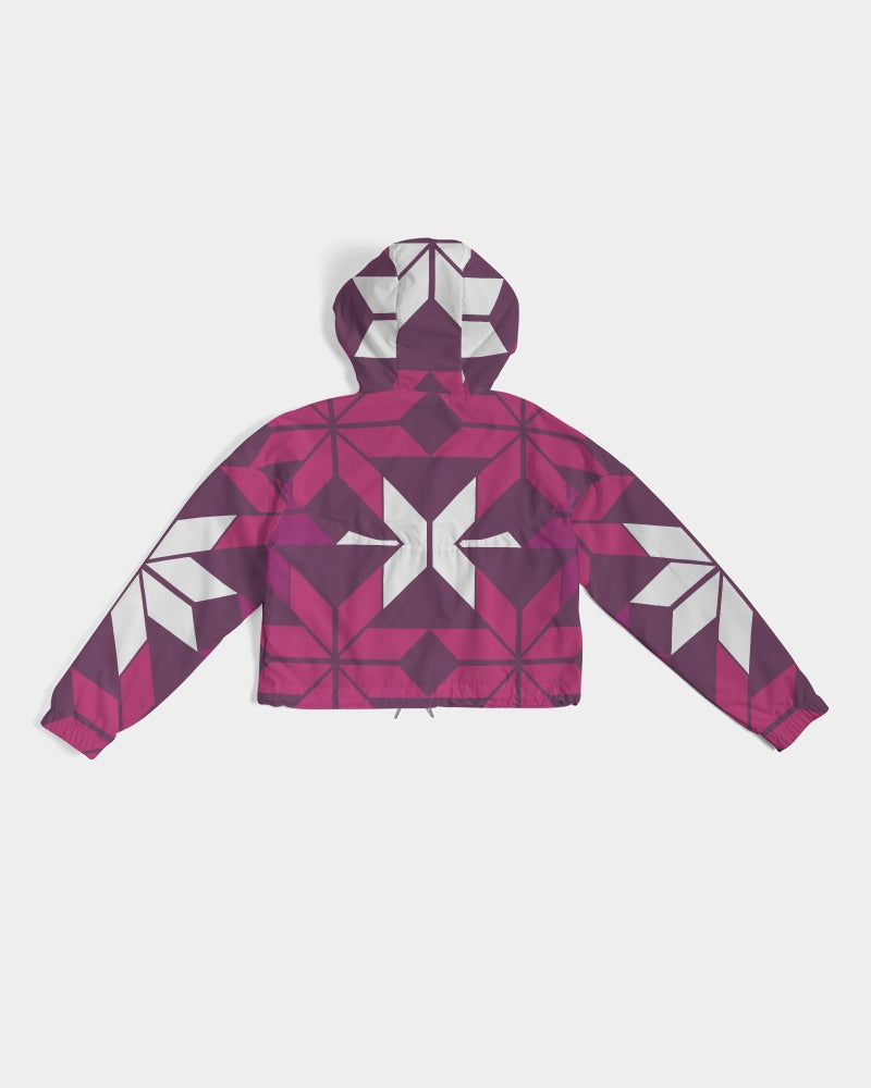 Aztec-Inka Collection Aztec Purple pattern Women's Cropped Windbreaker DromedarShop.com Online Boutique