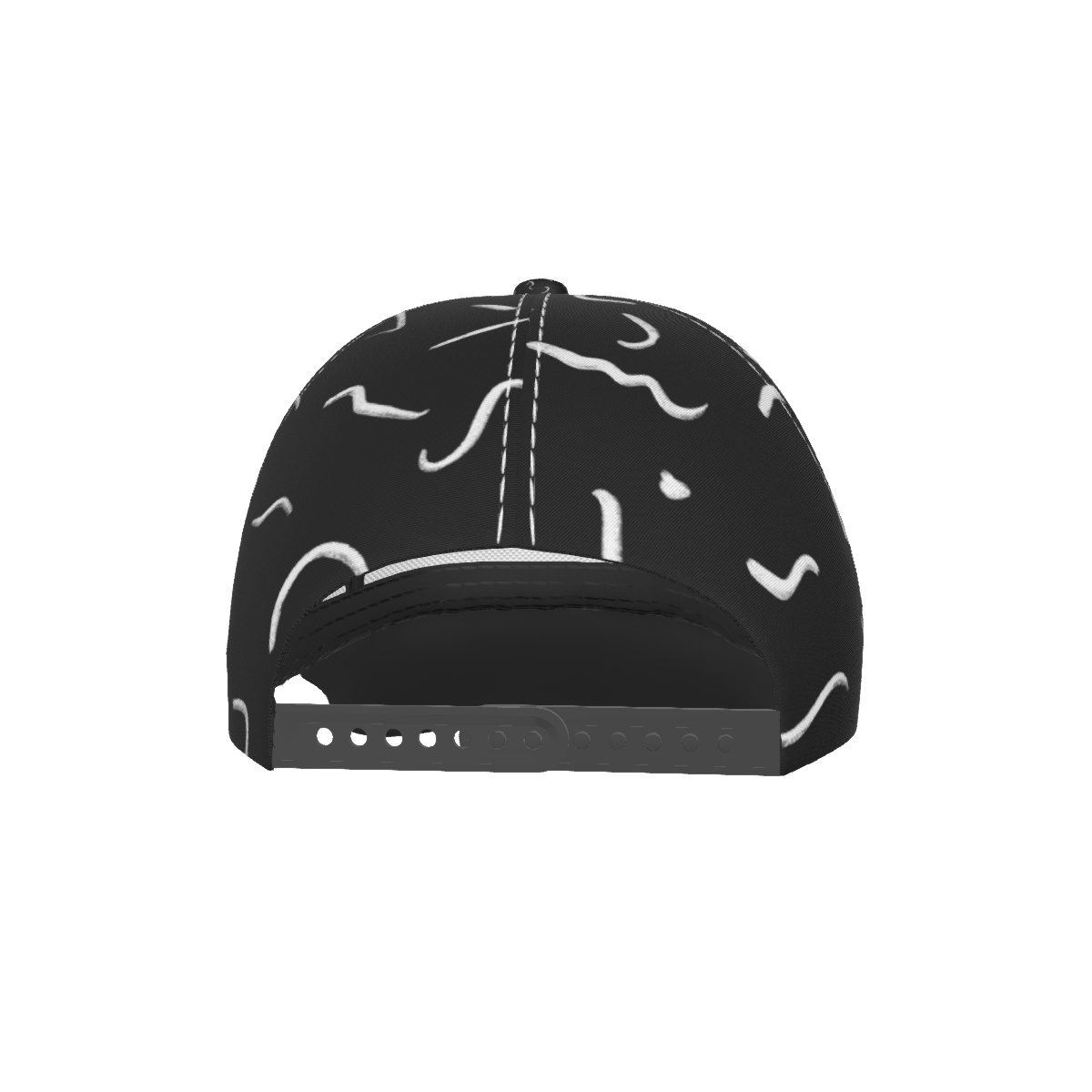 White Scrawl Peaked Cap - DromedarShop.com Online Boutique