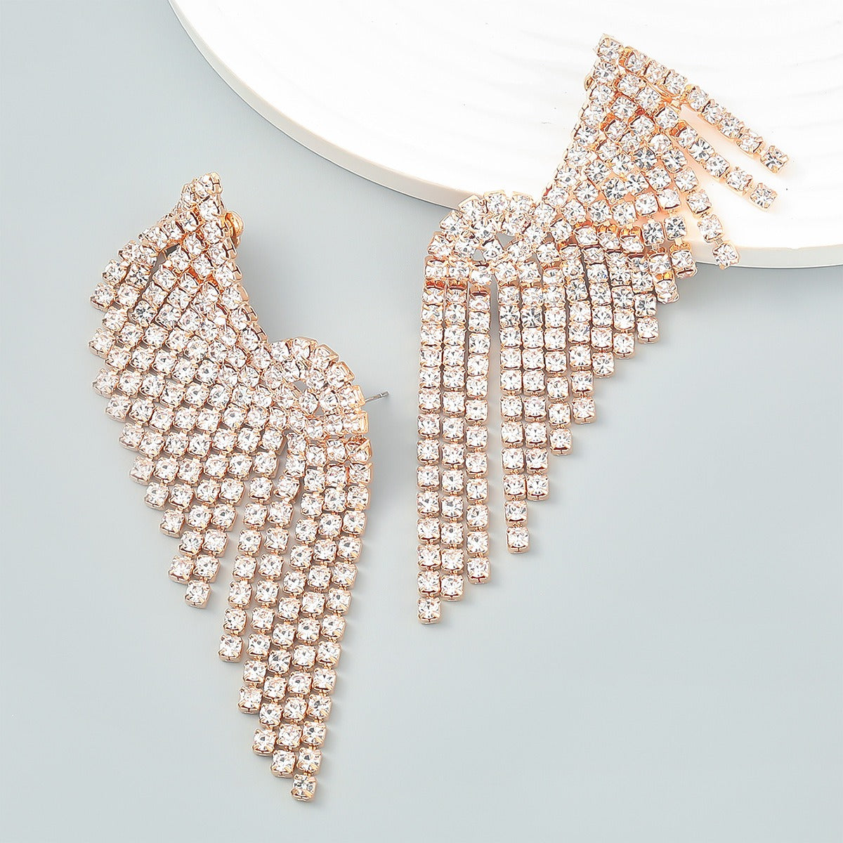 Super Flash Claw Chain Series Alloy Inlaid Rhinestone Tassel Wing Earrings - DromedarShop.com Online Boutique