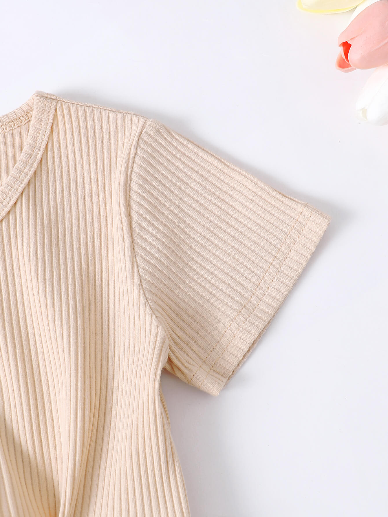 Girls Ribbed Buttoned Top and Flare Pants Set - DromedarShop.com Online Boutique