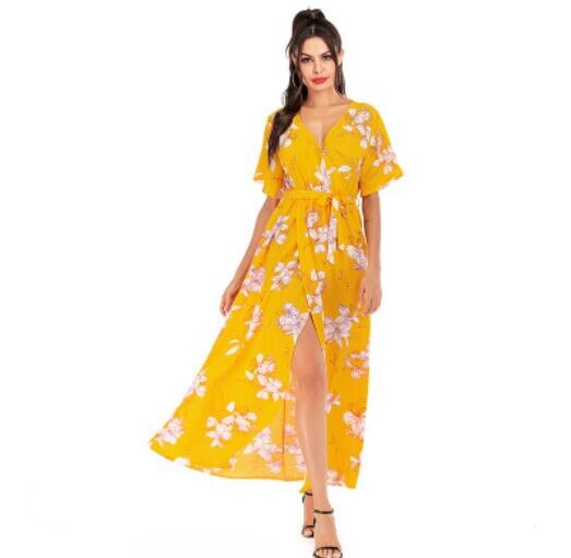 Short Sleeve A-Line Floral Print Women Dress - DromedarShop.com Online Boutique