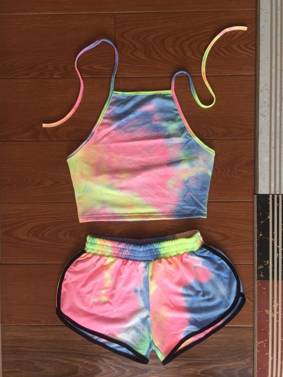 Women Tie-Dye Crop Top and Shorts Set DromedarShop.com Online Boutique