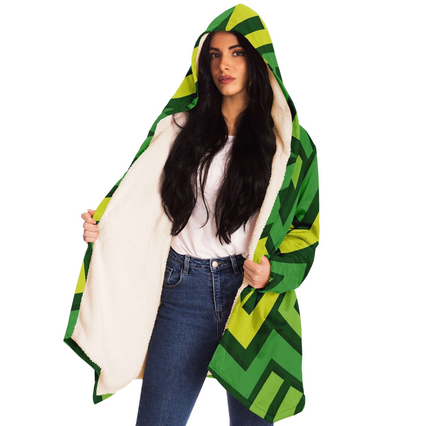 Abstract Green Line Microfleece Cloak DromedarShop.com Online Boutique