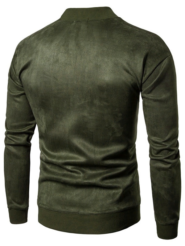 Men Solid Color Suede Sweatshirt - DromedarShop.com Online Boutique