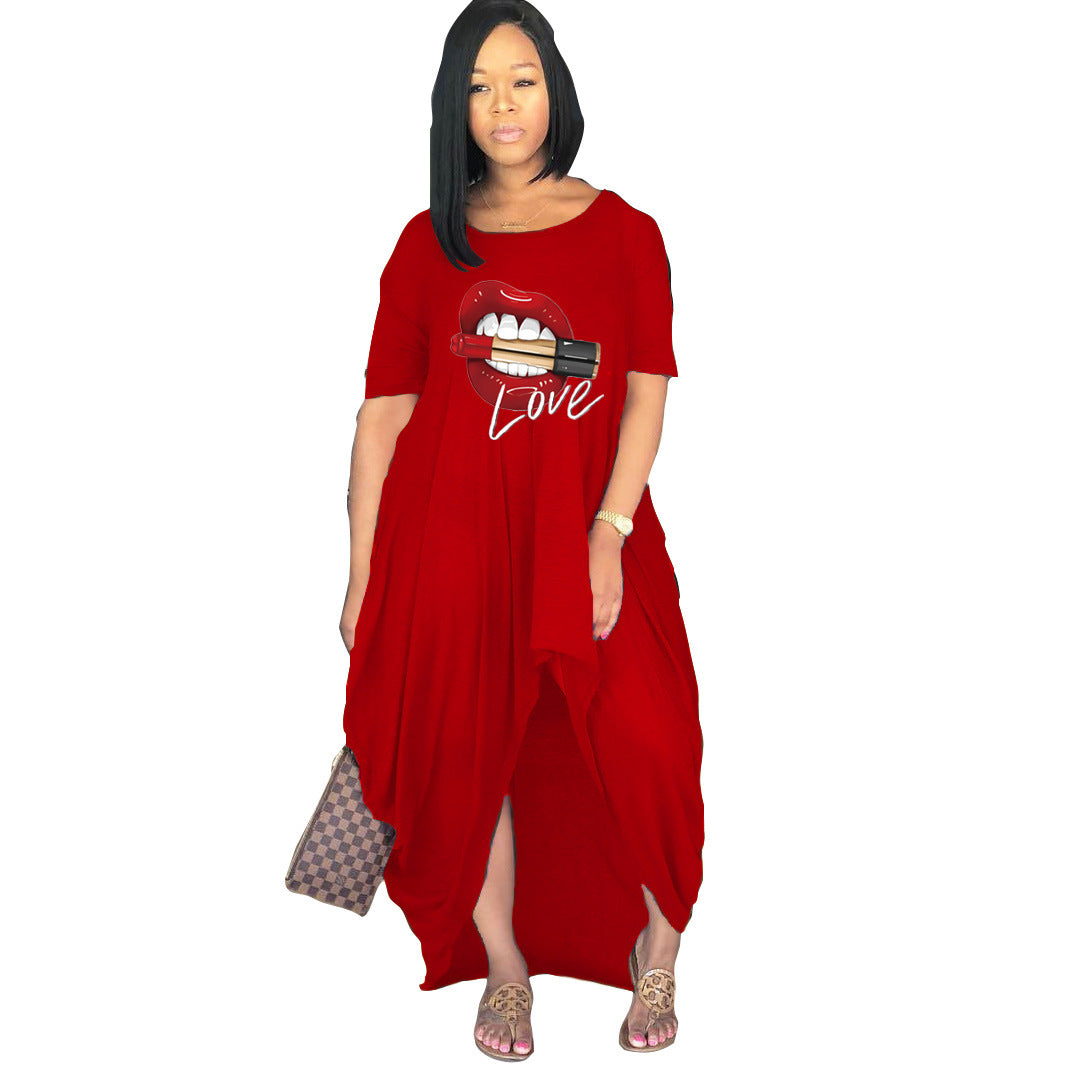 Plus Size Women Long Short Sleeve Dress - DromedarShop.com Online Boutique