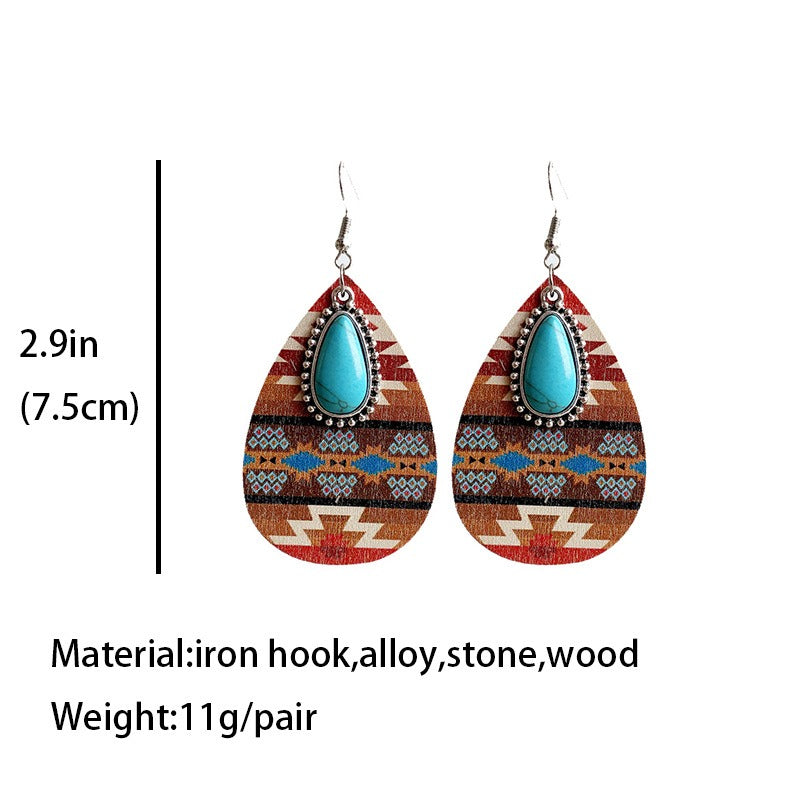 Women's Earrings Turquoise Pendant Retro Ethnic Fashion - DromedarShop.com Online Boutique