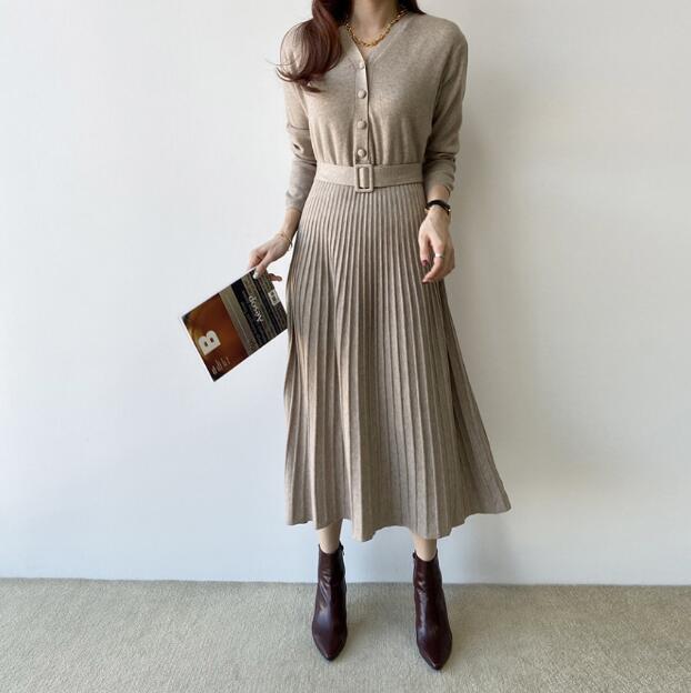 Women Sweater Autumn Winter Knitted A-line Dress DromedarShop.com Online Boutique
