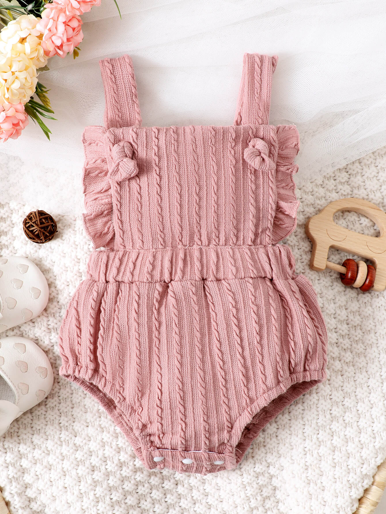 Baby Girl Textured Ruffled Bodysuit - DromedarShop.com Online Boutique