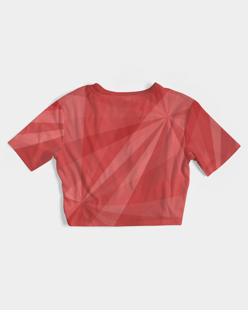 Red Psychedelic Women's Twist-Front Cropped Tee DromedarShop.com Online Boutique
