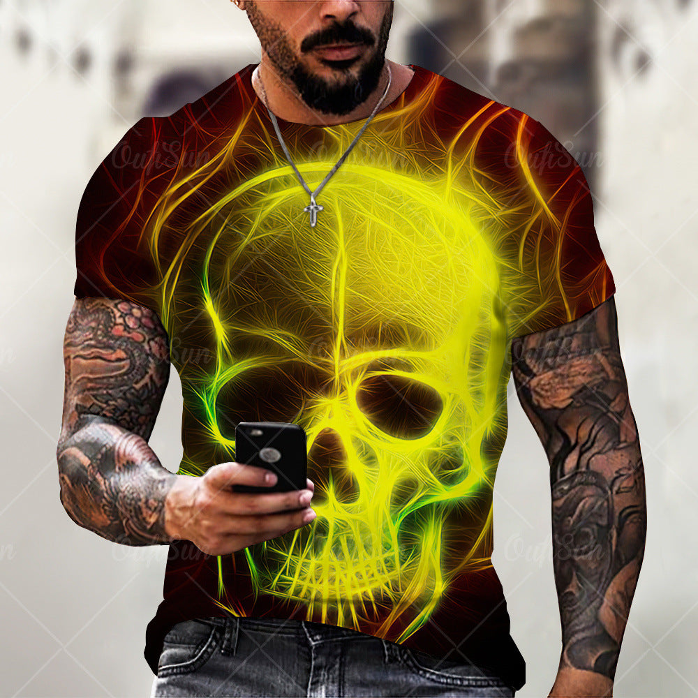 3D Printing Men's Retro Skull Short-Sleeved T-Shirt - DromedarShop.com Online Boutique
