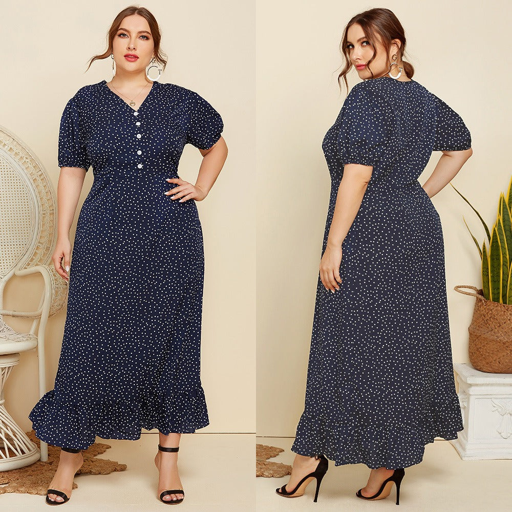 Plus Size Women Summer Fashion Short Sleeved Dress - DromedarShop.com Online Boutique