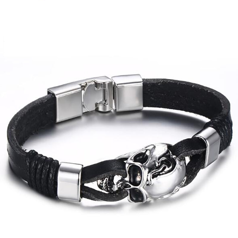 Skull Vegan Leather Bracelet DromedarShop.com Online Boutique
