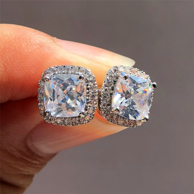 Luxury Fashion Crystal Zircon Stone Earrings 925 Sterling Silver DromedarShop.com Online Boutique