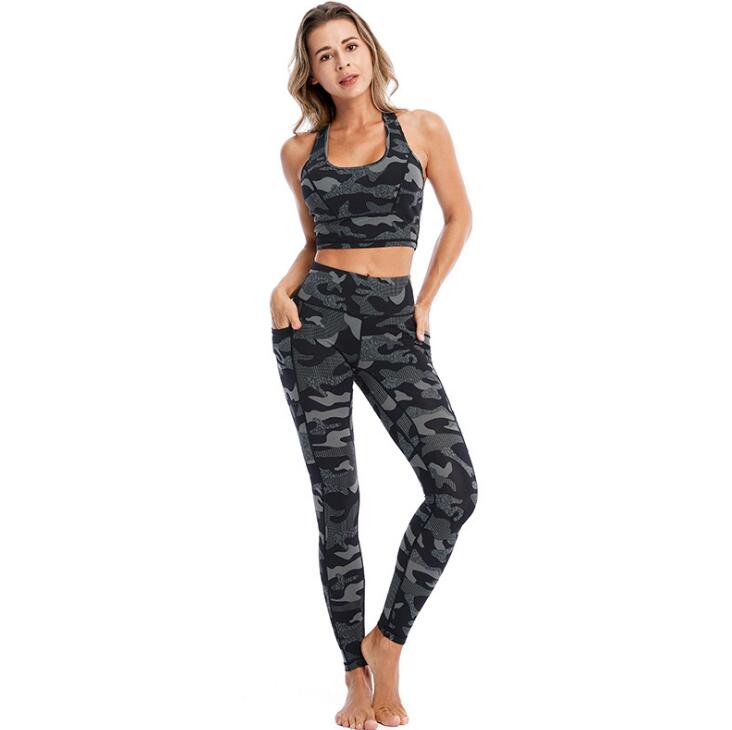 Women Camouflage Printed Yoga Suit Fitness Workout Set DromedarShop.com Online Boutique