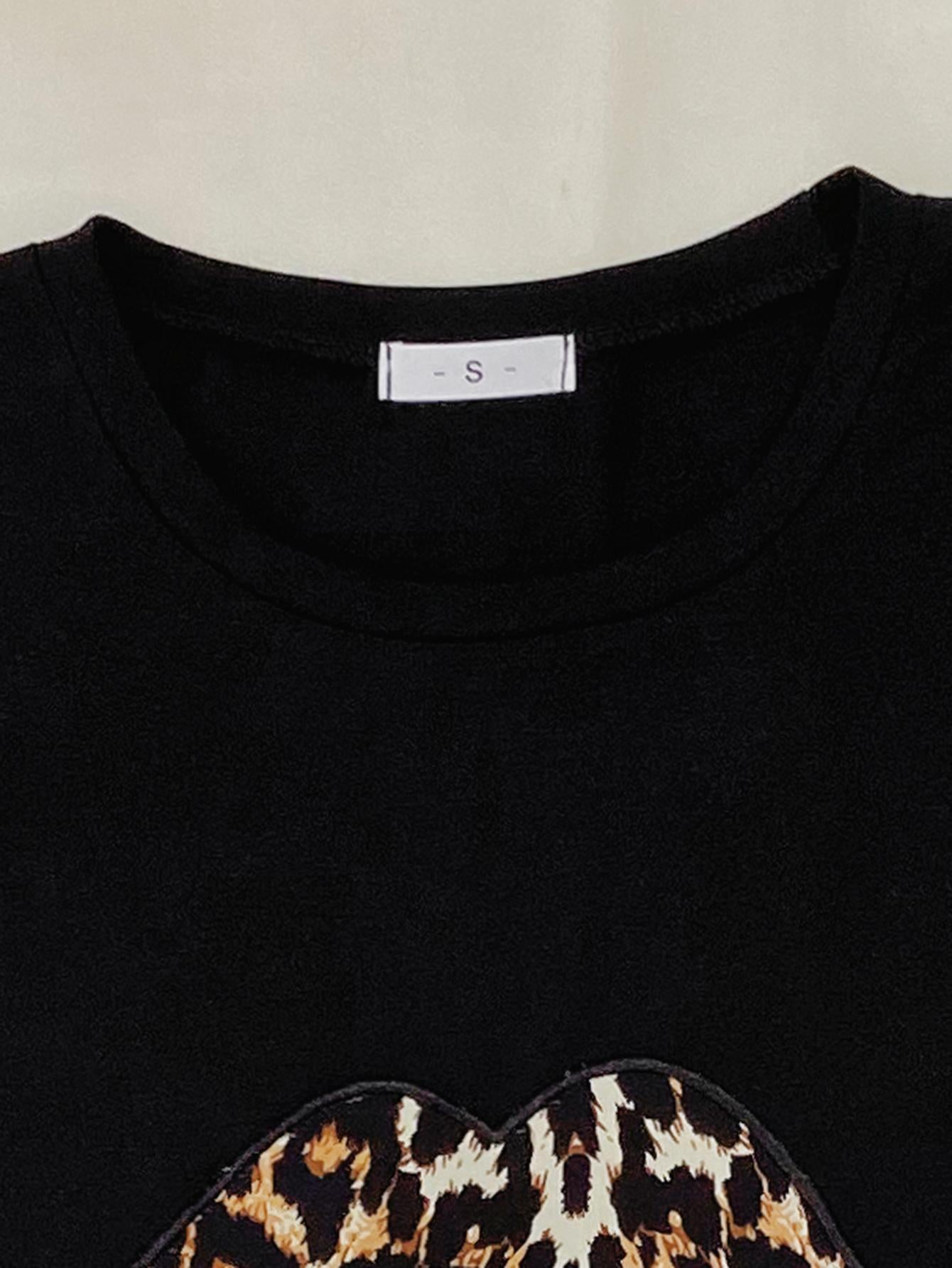 Leopard Lip Graphic Top and Shorts Lounge Set DromedarShop.com Online Boutique