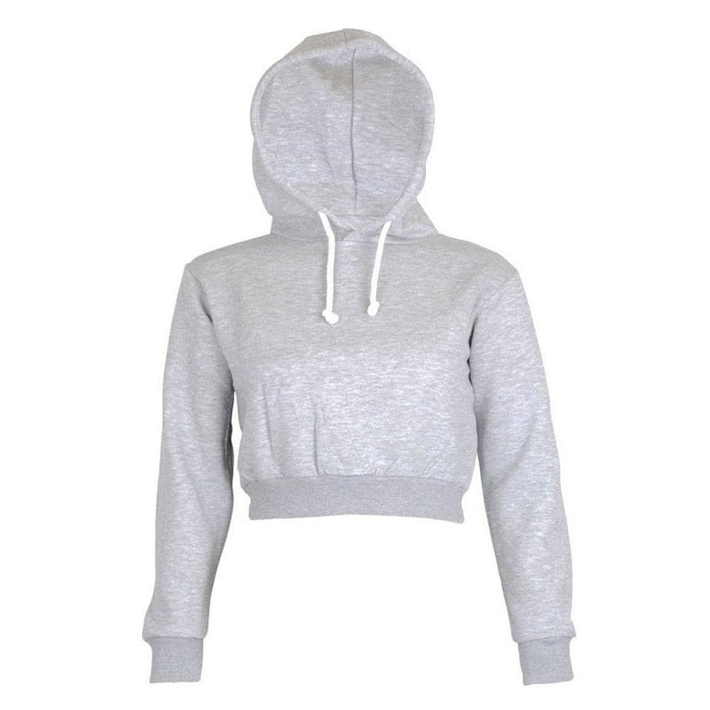 Women Solid Crop Hoodie DromedarShop.com Online Boutique