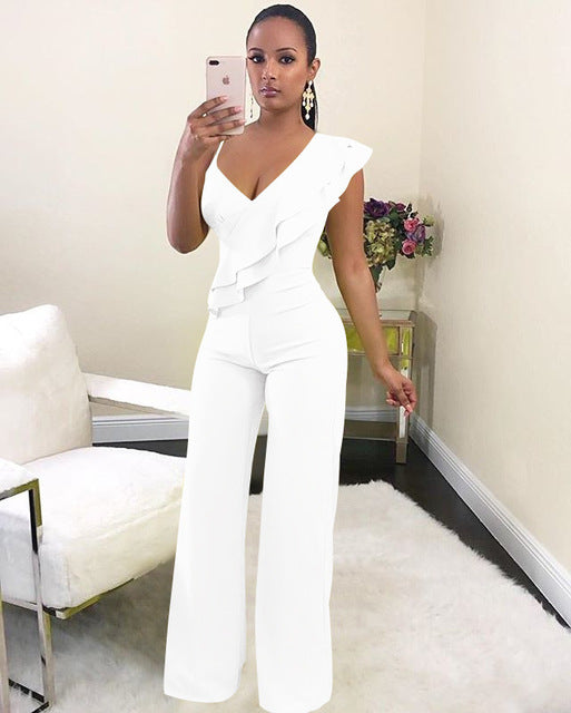 Elegant One Shoulder Ruffles Jumpsuits For Women DromedarShop.com Online Boutique