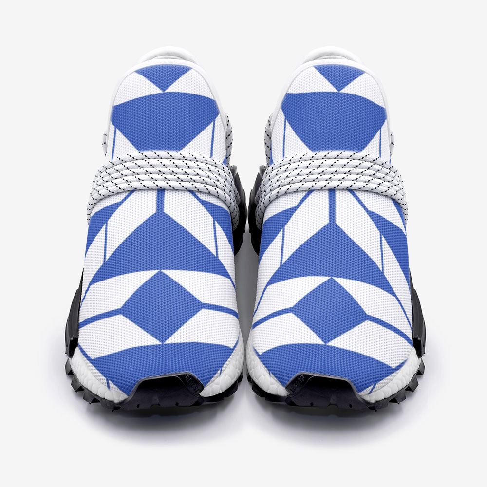 Aztec Blue and White pattern Unisex Lightweight Sneaker S-1 Boost DromedarShop.com Online Boutique