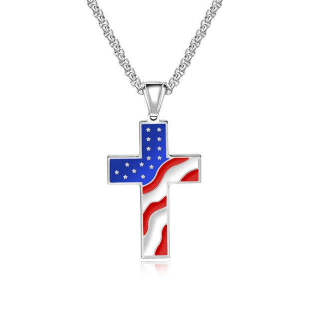 American Flag Patriotic Pendant Necklace DromedarShop.com Online Boutique