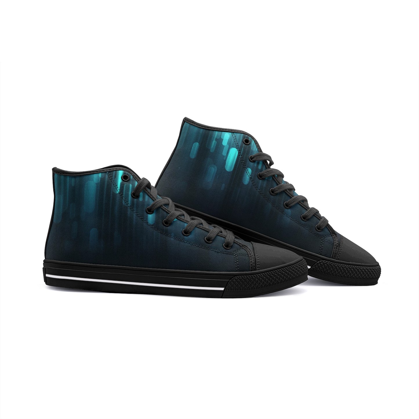 Blue Shapes Unisex High-Top Canvas Shoes DromedarShop.com Online Boutique