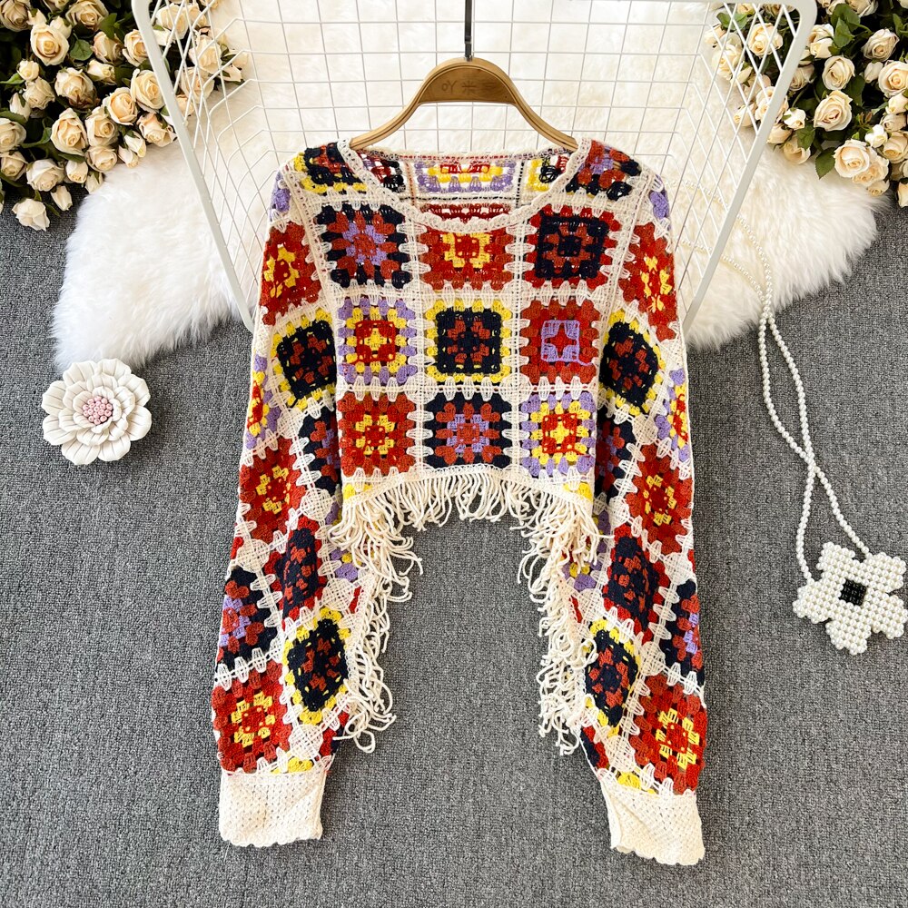 Retro Round Neck Long Sleeve Sweater Fashion Loose Pullover - DromedarShop.com Online Boutique