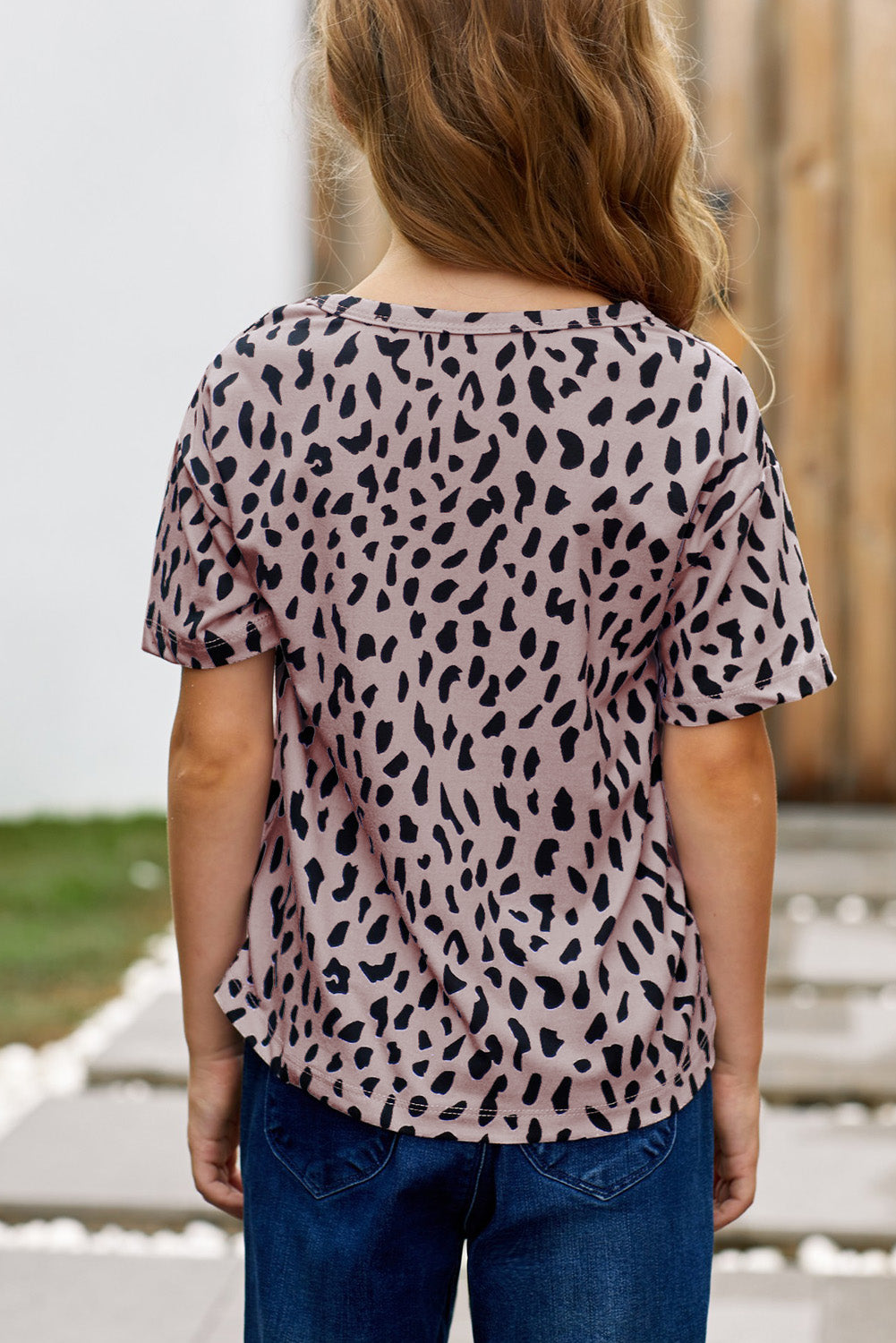 Girls Leopard Dropped Shoulder Tee - DromedarShop.com Online Boutique