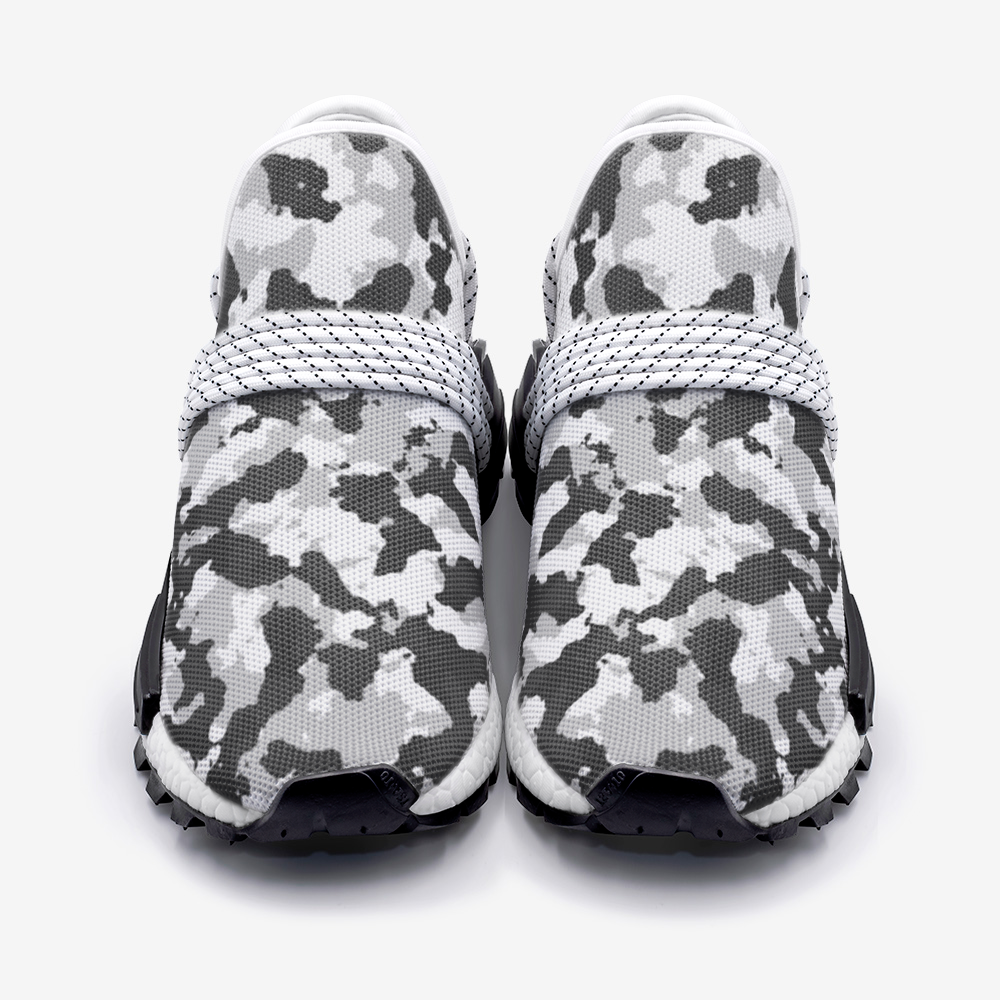 Black and White Camouflage Unisex Lightweight Sneaker S-1 Boost DromedarShop.com Online Boutique