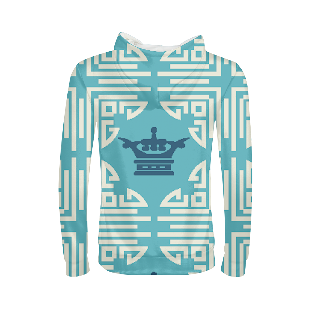 Chinese Print Blue Kids Hoodie DromedarShop.com Online Boutique