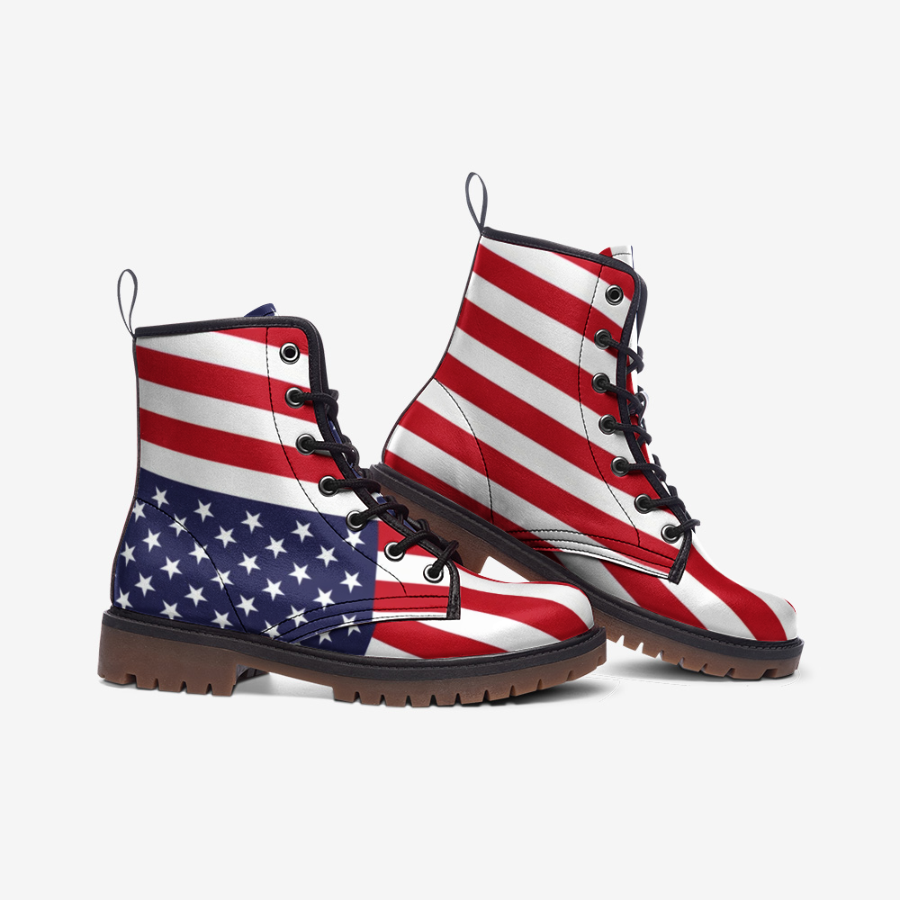 US Flag Casual Leather Lightweight Unisex Boots DromedarShop.com Online Boutique