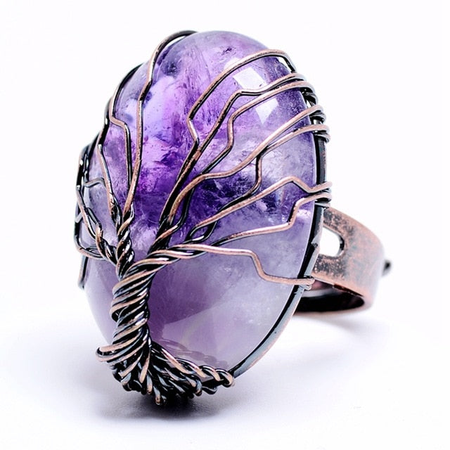 Natural Stone Tree of Life Antique Rings DromedarShop.com Online Boutique