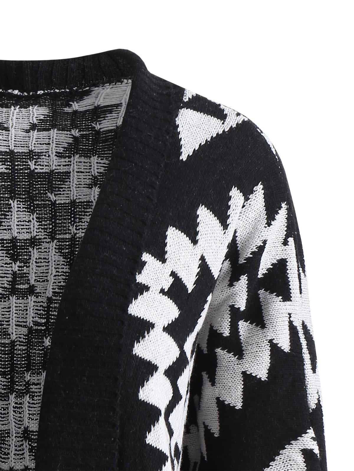 Geometric Pattern Collarless Cardigan - DromedarShop.com Online Boutique