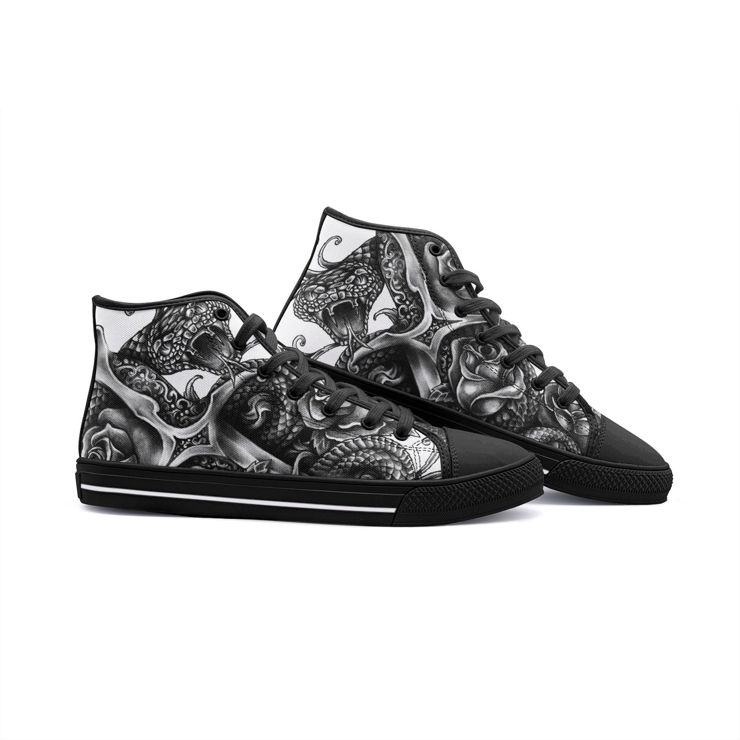 Dagger and Snake Unisex High-Top Canvas Shoes DromedarShop.com Online Boutique