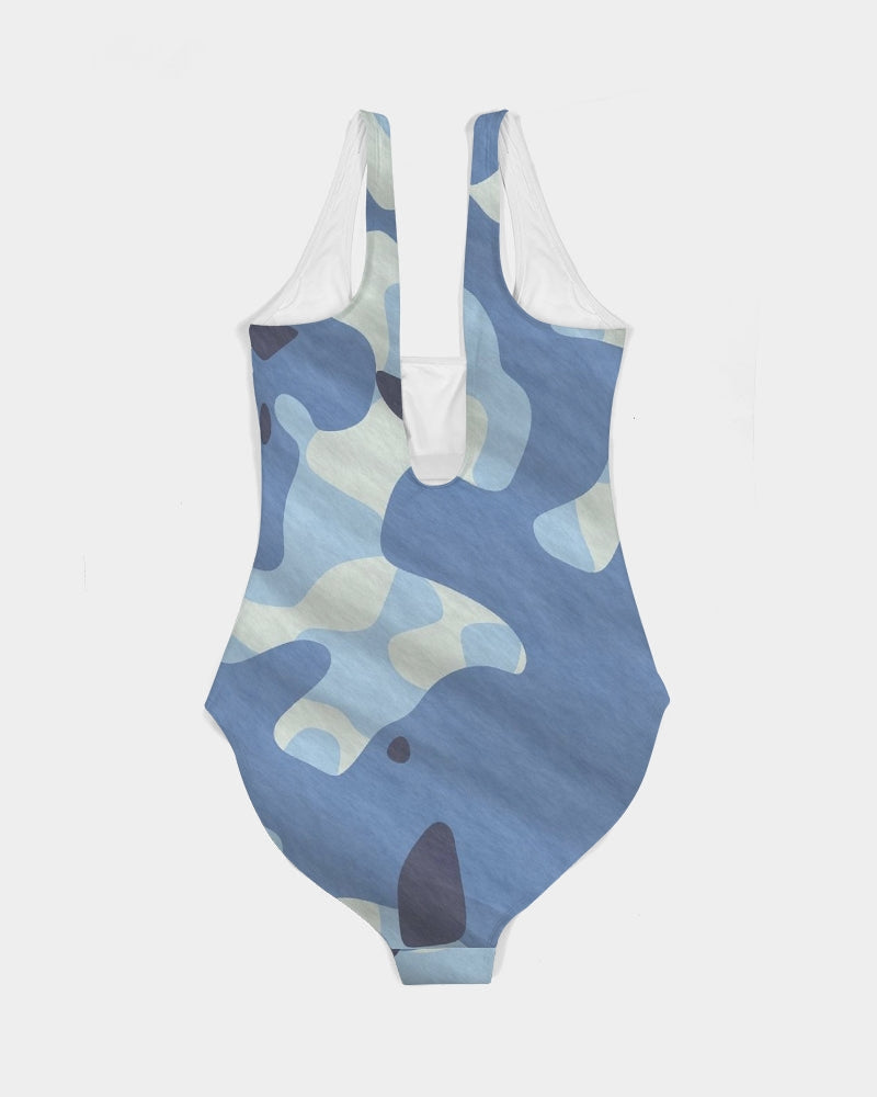 Blue Maniac Camouflage Women's One-Piece Swimsuit DromedarShop.com Online Boutique