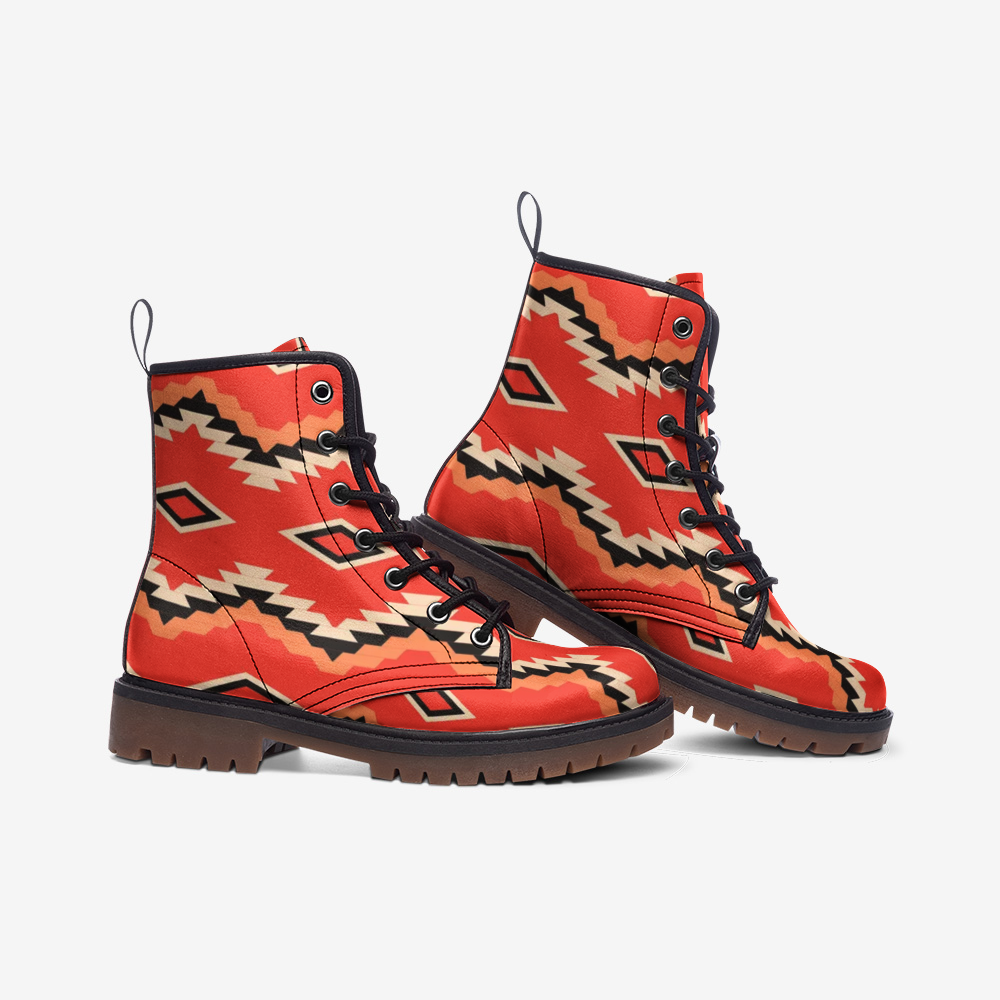 Native American Orange Casual Leather Lightweight Unisex Boots DromedarShop.com Online Boutique