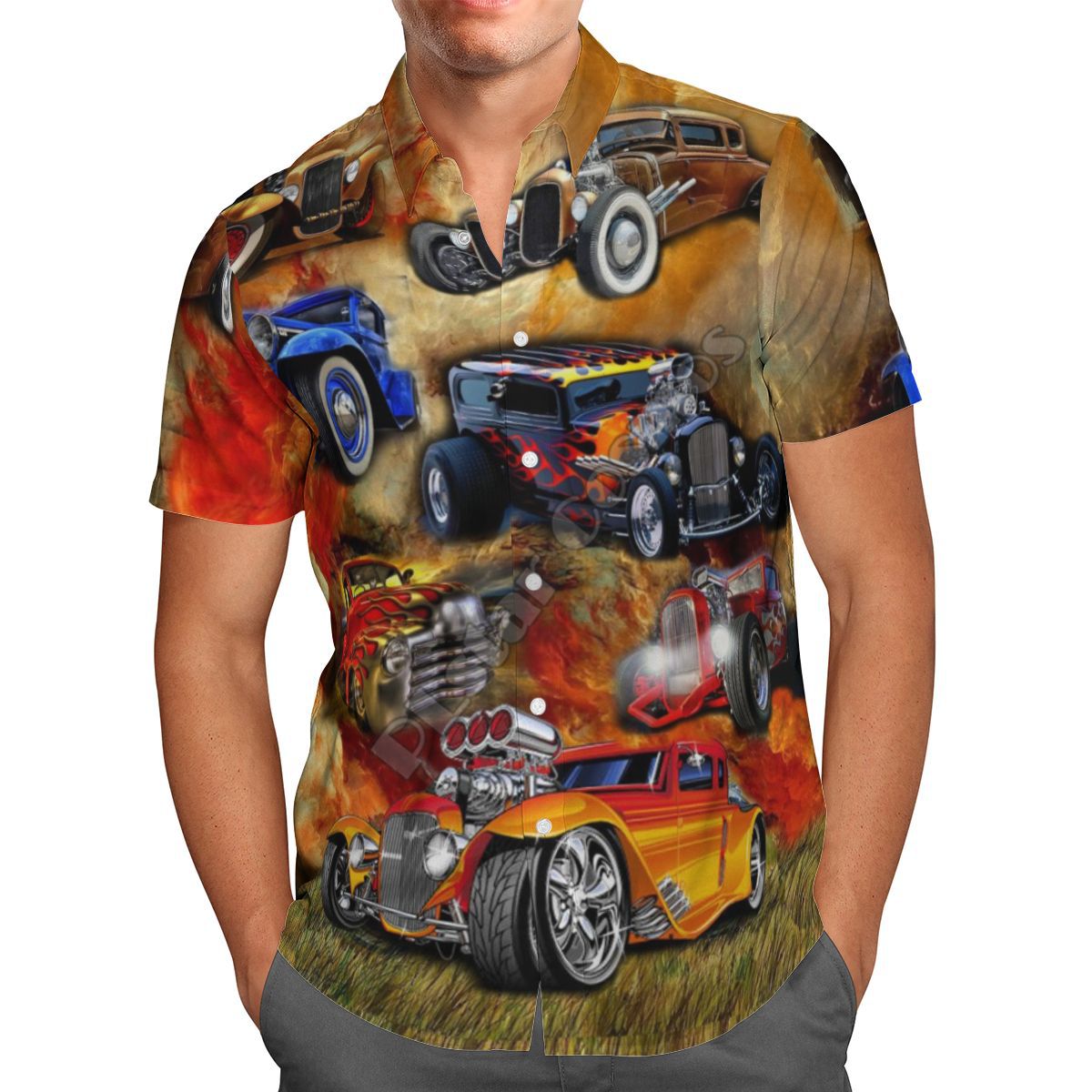 Men's 3D Digital Car Printing Short Sleeve Shirts - DromedarShop.com Online Boutique