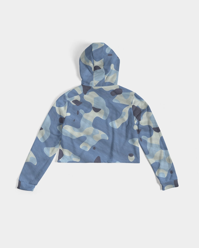 Blue Maniac Camouflage Women's Cropped Hoodie DromedarShop.com Online Boutique