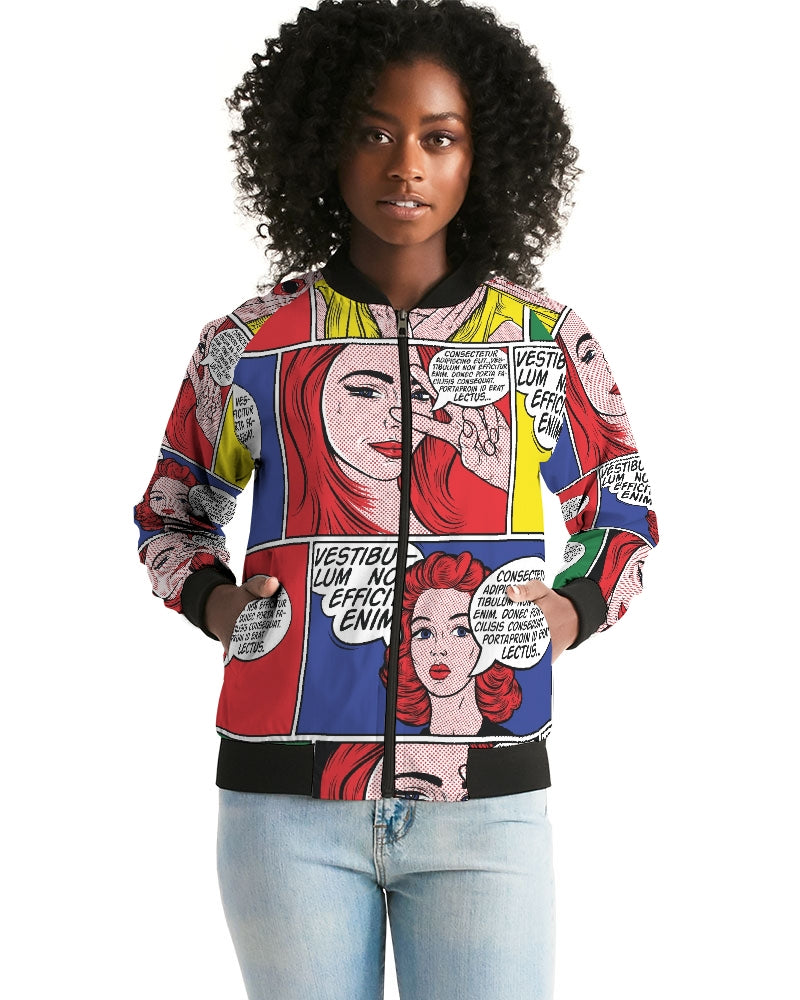 Comic Book Women's Bomber Jacket DromedarShop.com Online Boutique