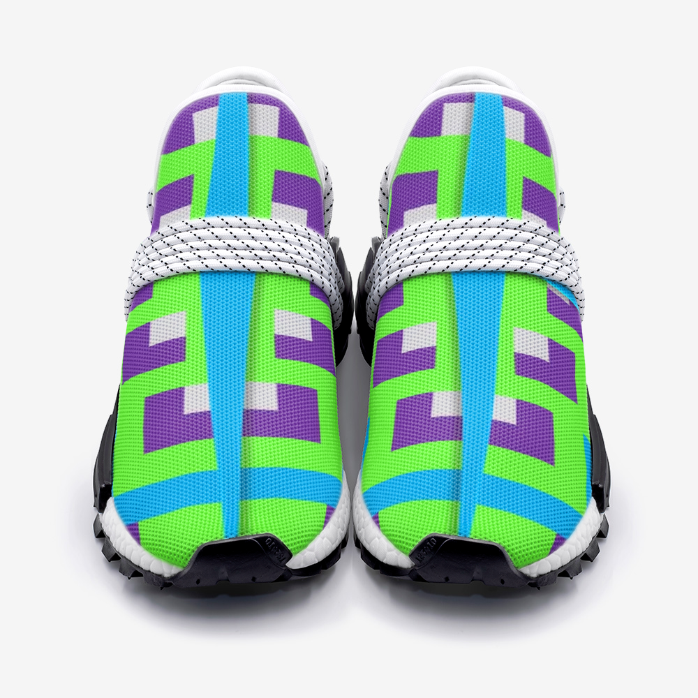 Aztec Blue Purple Green pattern Unisex Lightweight Sneaker S-1 Boost DromedarShop.com Online Boutique