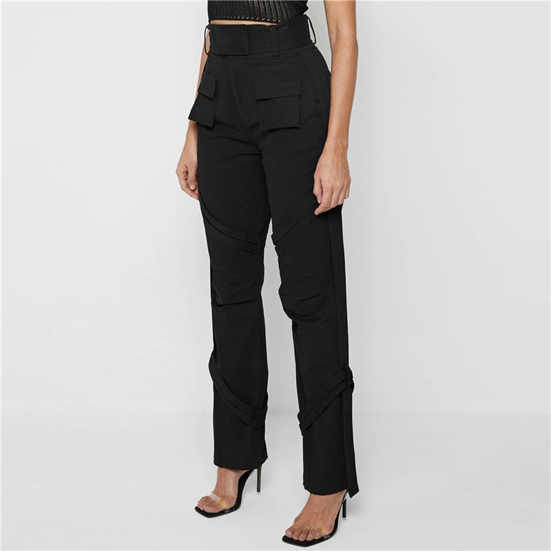 Women High Waist Design Sense Of Individuality Slim Pants - DromedarShop.com Online Boutique