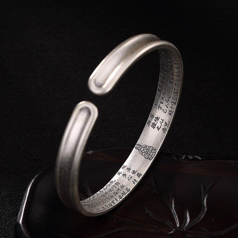 S999 Pure Silver Women Bracelet, Buddhist Scripture Bracelet DromedarShop.com Online Boutique