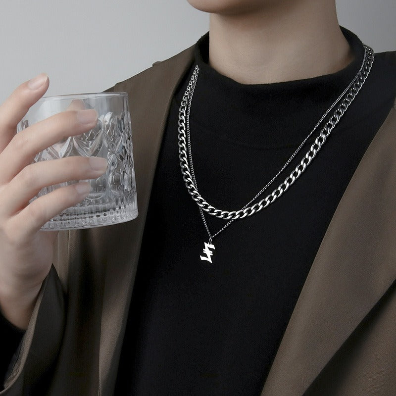 Cuba Double-Layer Titanium Steel, A-Z 26 Letters Necklace - DromedarShop.com Online Boutique