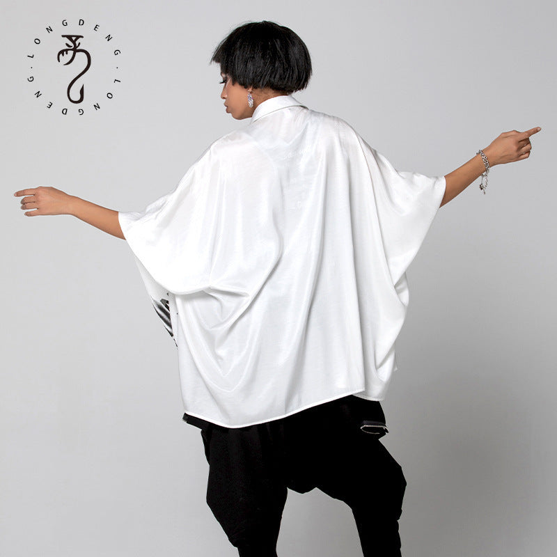 Women Large Size Loose Design Print Shirt - DromedarShop.com Online Boutique
