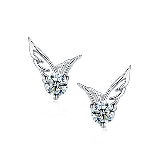 Flower, Dolphin, Daisy Silver Plated 925 Stud Earrings Clear Cubic Zirconia Crystal Earrings DromedarShop.com Online Boutique